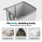 Arenzza large collapsible storage bag with handles, ideal for houseware and kitchen organization, shown in a folded and expanded state.