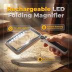 Arenzza folding handheld magnifying glass with built-in light, ideal for reading and detailed houseware and kitchen tasks.