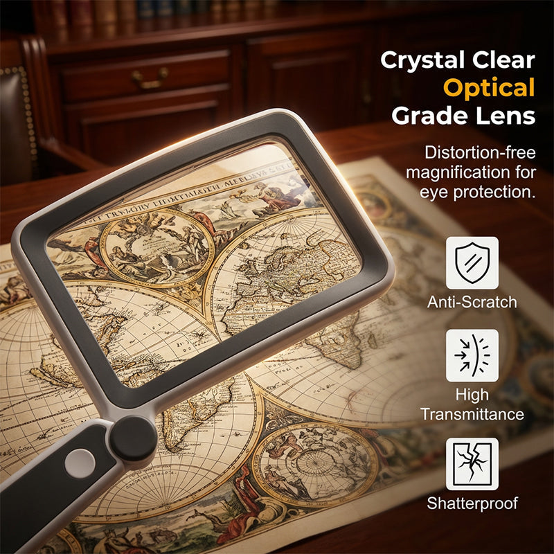 Arenzza folding handheld magnifying glass with built-in light, suitable for reading and detailed houseware and kitchen use.