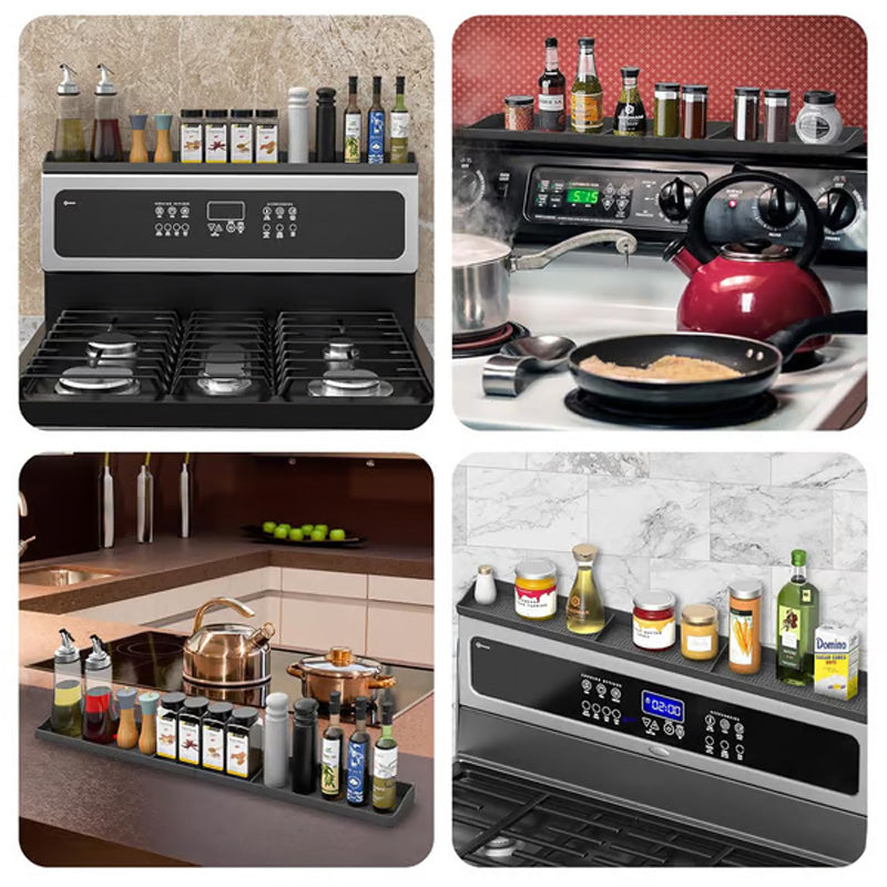 Aarenza magnetic silicone kitchen rack mounted on a wall, holding utensils and kitchen tools for organized houseware storage.