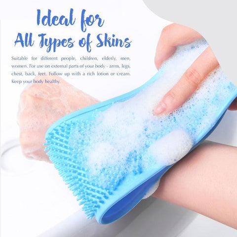 Arenzza HydratBath silicone body cleansing brush with ergonomic handle and textured surface for gentle skincare.