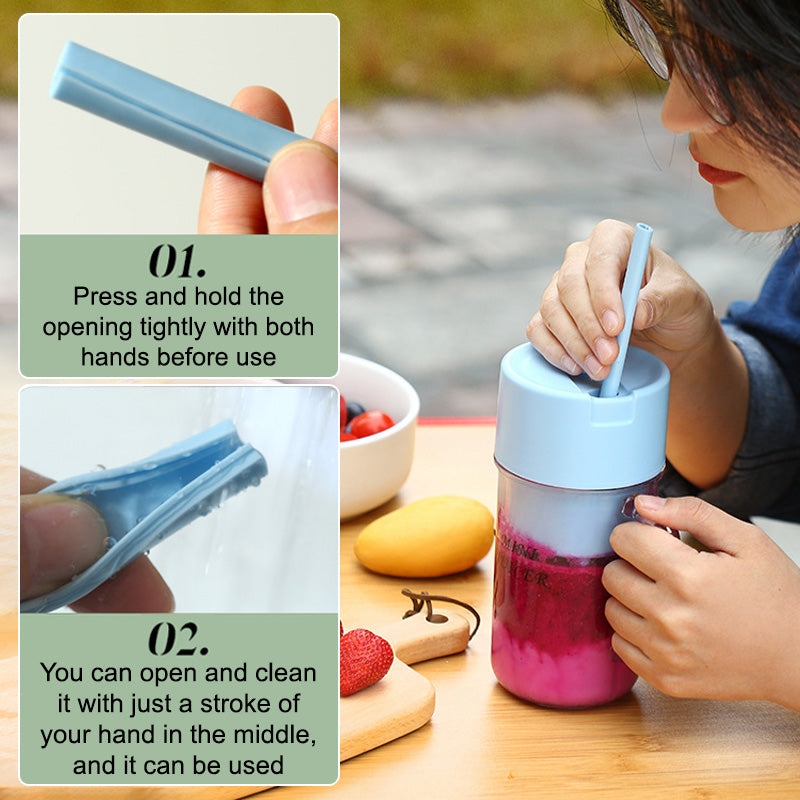 Arenzza small household juicing cup made of clear glass, with a removable lid and measuring markings, ideal for kitchen use.