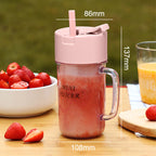 Arenzza small household juicing cup in green with a clear lid, designed for kitchen use and fresh juice extraction.