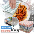 Arenzza microfiber cleaning rag for houseware and kitchen, showing a close-up of the soft, absorbent cloth in use.