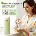 Arenzza 4-in-1 refillable travel dispenser bottles set with clear containers and blue caps for toiletries and liquids.