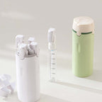 A set of Arenzza 4-in-1 refillable travel dispenser bottles for toiletries and liquids, made of clear plastic with pump and screw cap lids.
