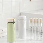 Arenzza 4-in-1 refillable travel dispenser bottles for household and kitchen use, with transparent containers and secure caps.