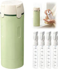 Arenzza 4-in-1 refillable travel dispenser bottles set with four clear plastic bottles and white caps for toiletries.