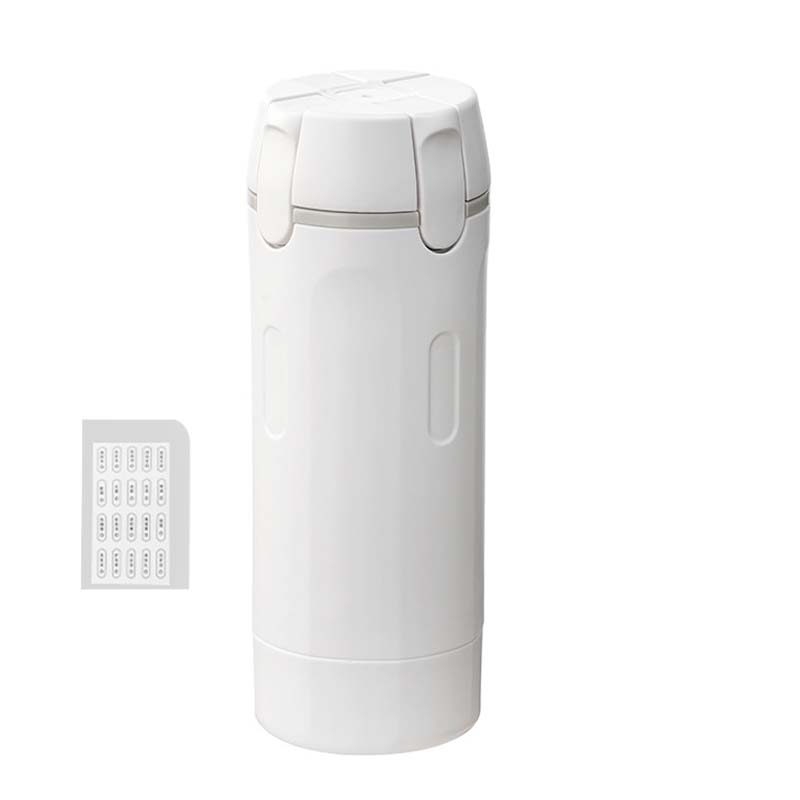 Arenzza 4-in-1 refillable travel dispenser bottles for liquids, soap, shampoo, and conditioner in a compact kitchen and houseware set.