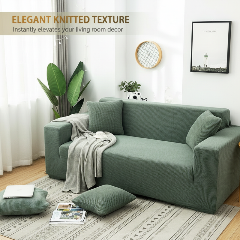 Arenzza Jacquard knitted stretch sofa cover in stylish pattern, designed to protect and enhance your sofa's appearance.