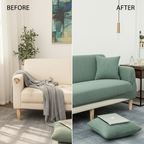 Arenzza jacquard knitted stretch sofa cover in beige, designed to protect and decorate a standard sofa in home decor settings.