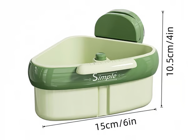 Arenzza suction cup sink corner rack in a modern kitchen, holding soap and sponges for organized sink storage.