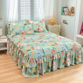 Arenzza 3-piece ruffled bed skirt set in soft fabric, designed for a stylish and elegant bedroom decor.