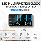 Arenzza multifunctional LED digital wall clock displaying time in a modern Norwegian home setting.