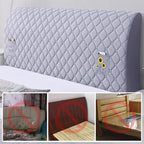 Arenzza bed headboard cover, stretchy padded fabric in neutral color, designed to protect and decorate bed headboards.
