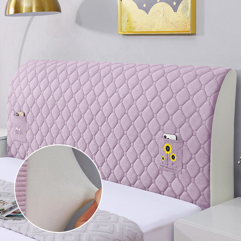 Arenzza Bed Headboard Stretchy Padded Cover in gray fabric, designed for a comfortable and stylish bedroom decor.