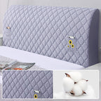 Arenzza Bed Headboard Stretchy Padded Cover in soft fabric, fitted over a bed headboard for a cozy, stylish bedroom upgrade.