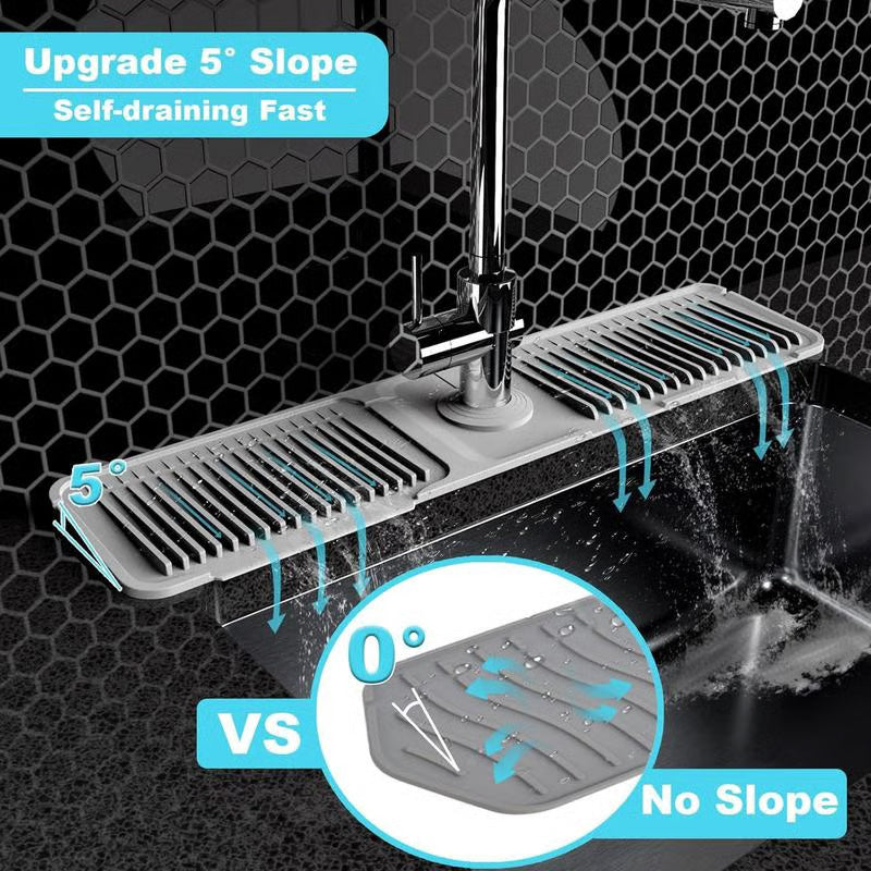 Arenzza Quick-Dry Faucet Mat for kitchen sink, soft and absorbent houseware accessory with drainage holes for quick drying.