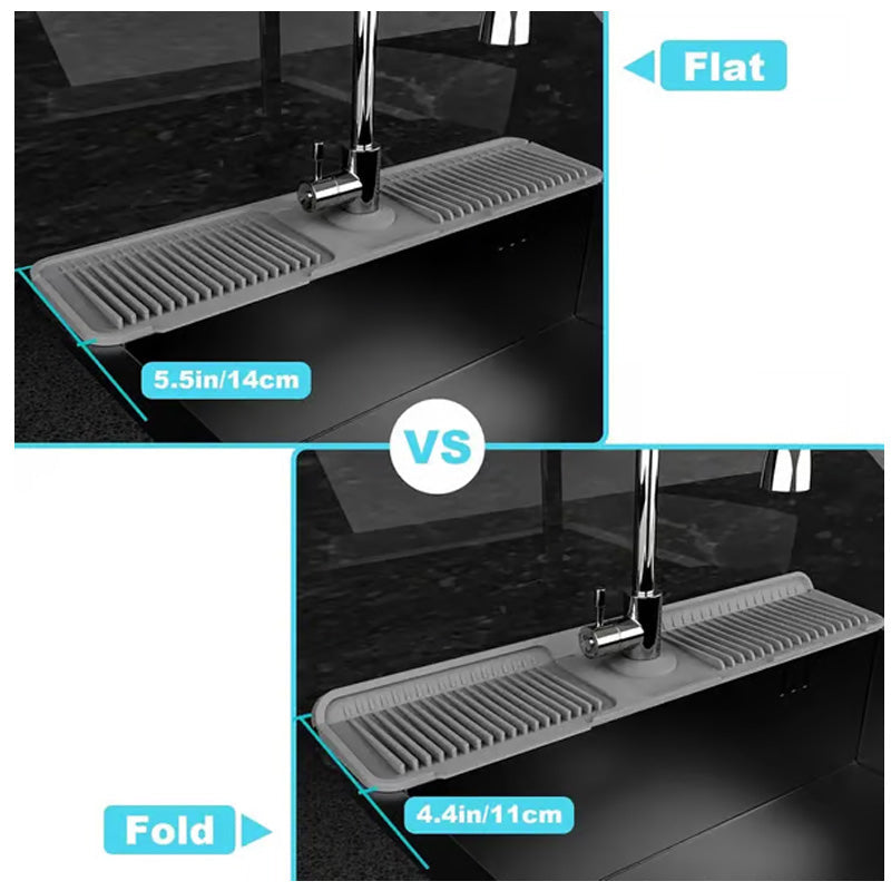 Arenzza quick-dry faucet mat for kitchen sink, made of durable rubber, with textured surface to prevent slipping and water pooling.
