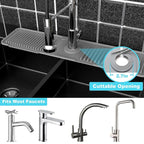 Arenzza quick-dry faucet mat for kitchen sink, made of absorbent, non-slip material to protect surfaces and keep the area dry.