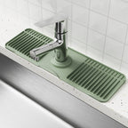 Arenzza quick-dry faucet mat for kitchen sink, gray rubber houseware accessory with drainage holes, designed to keep countertop dry