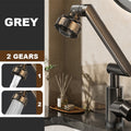 Arenzza hot and cold dual-purpose universal faucet with sleek chrome finish, mounted on a kitchen sink with water flowing from both spouts.