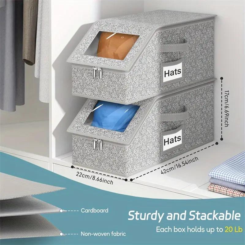 Arenzza stackable storage boxes for baseball caps, clear plastic houseware for organizing hats in kitchen or closet.