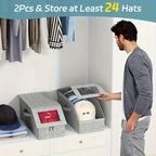 Arenzza stackable storage boxes for baseball caps in a houseware and kitchen setting, neatly organized and designed for easy access.