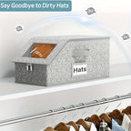 Arenzza stackable storage boxes for baseball caps, houseware and kitchen organization, shown stacked with caps inside.