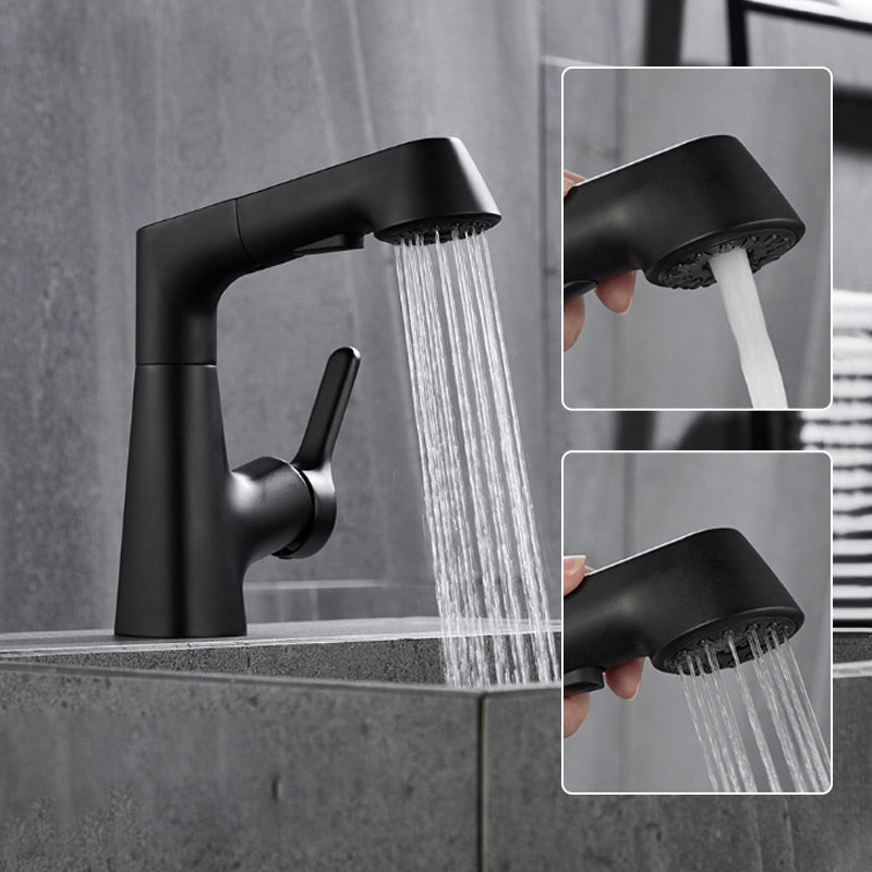 Arenzza single-hole bathroom faucet with pull-out sprayer, sleek houseware kitchen fixture in polished finish.