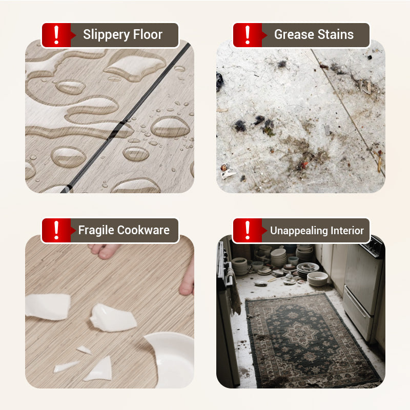 Aarenzza non-slip, super absorbent floor rug in a kitchen setting, showcasing its textured surface and vibrant design.