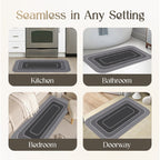 Aarenza non-slip, super absorbent kitchen floor rug with a textured surface and vibrant pattern, ideal for houseware and kitchen use.