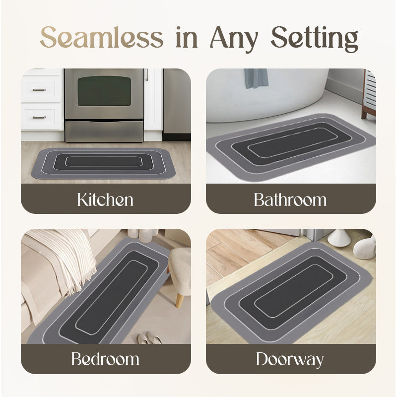 Aarenza non-slip, super absorbent kitchen floor rug with a textured surface and vibrant pattern, ideal for houseware and kitchen use.