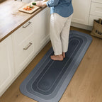Arenzza non-slip, super absorbent floor rug in a kitchen setting with a textured surface and vibrant colors.