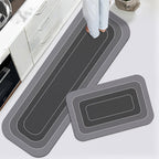 Aarenza non-slip, super absorbent kitchen floor rug featuring a colorful, textured design for household use.