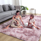 A soft gradient color plush floor mat by Arenzza, ideal for houseware and kitchen use, showcasing its cozy texture and vibrant design.