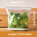 Transparent Arenzza food-grade reinforced double-seal bags for kitchen storage, showing their clear, durable, airtight design.