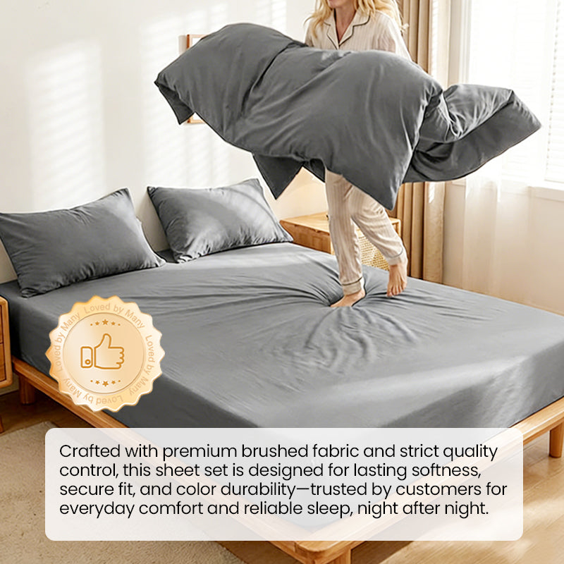 Arenzza 3-piece soft sheet set for easy, secure fit, perfect for houseware and kitchen bedding, showing smooth, neatly made sheets.