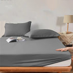 Aarenza 3-piece soft sheet set in neutral colors, including fitted sheet, flat sheet, and pillowcases for a cozy bedroom look.