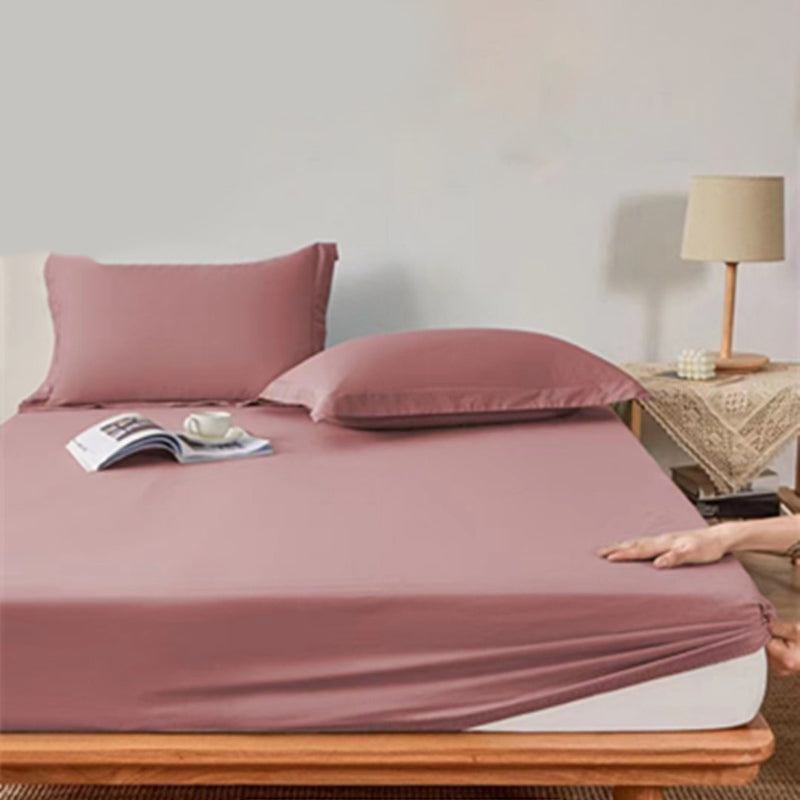 Arenzza 3-piece soft sheet set with fitted and flat sheets in neutral colors, featuring elasticized corners for secure fit.