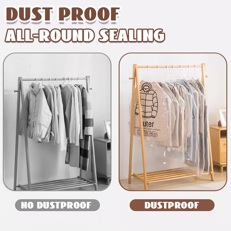 Arenzza hanging vacuum storage bags for kitchen and houseware, shown filled with clothes and sealed for space-saving storage.