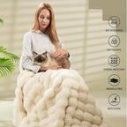 Arenzza plush rabbit and milk velvet blanket with thickened cover, ideal for cozy home and kitchen use, featuring festive Christmas design.