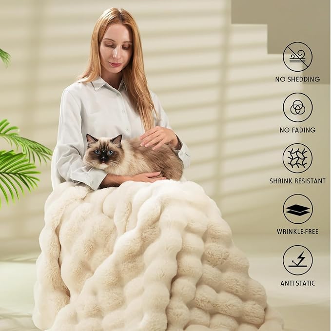 Arenzza plush rabbit and milk velvet blanket with thickened cover, ideal for cozy home and kitchen use, featuring festive Christmas design.