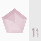 Arenzza ultra-lightweight compact all-weather umbrella open, showcasing its small, portable design suitable for rain and sun protection.