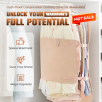 Arenzza dust-proof compression clothing cover in clear plastic for wardrobe space-saving organization and protection of garments.