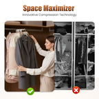 Arenzza dust-proof compression clothing cover in green, designed as a wardrobe organizer bag for space-saving storage of clothes.