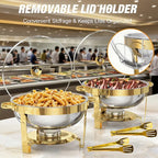 Arenzza stainless steel chafing dish buffet set for serving hot foods at parties and events in a kitchen or buffet setting.