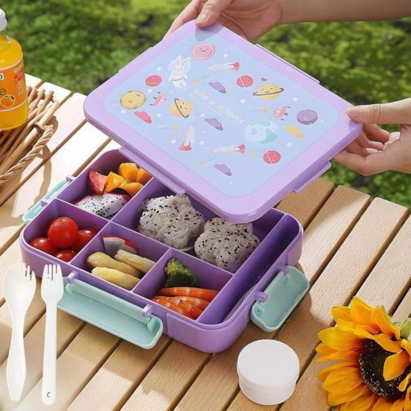 Aarenza cute cartoon lunch box featuring colorful houseware design, ideal for kids' meals and school lunches.