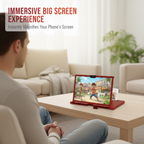 Arenzza HD mobile phone screen magnifier in transparent plastic, designed for hands-free viewing of mobile screens.