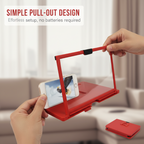Arenzza HD mobile phone screen magnifier sitting on a table, designed to enlarge phone displays for comfortable viewing.